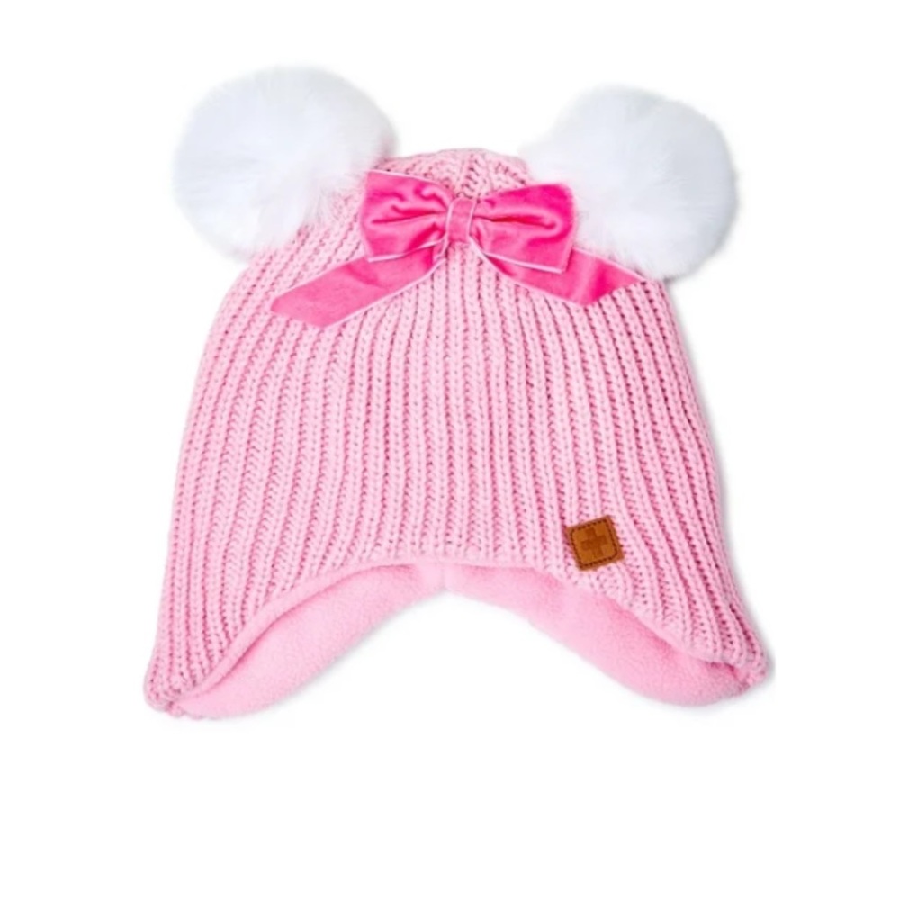 Pink Swiss Tech Toddler’s Cable Knit Peruvian Pom Pom Hat!